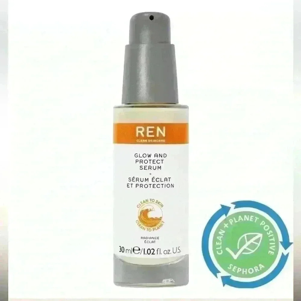 NWT Ren Clean Skincare Glow and Protect Serum Full Size 1.02 oz New in Box